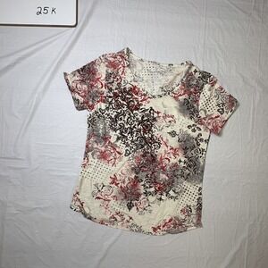 Coral Bay Womens short sleeve blouse, faux silver accents size Petite Small